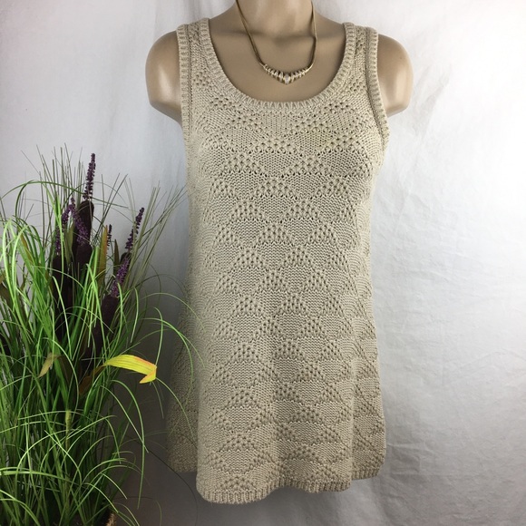 Anthropologie Tops - Anthropologie Moth Tan Knit Sleeveless Tunic Sweater Tank top M